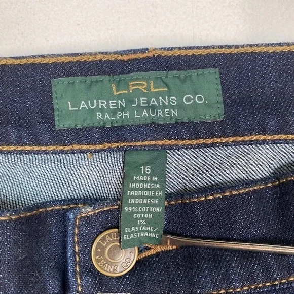 Lauren Jeans Ralph Lauren Classic Straight Dark Wash Denim Women's Jeans Size 16 - Picture 2 of 10